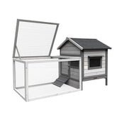 Cabana pentru iepuri gri deschis 146x75x83cm, din lemn